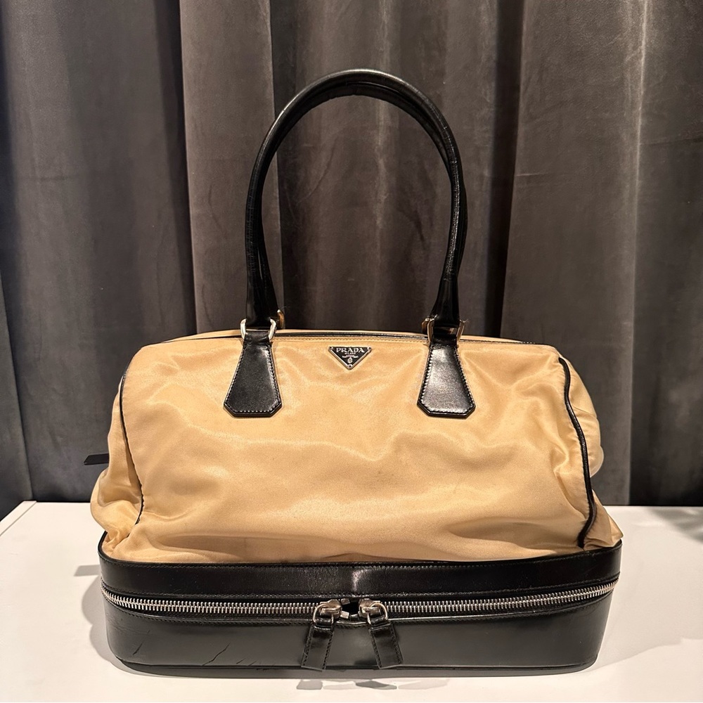 Prada Nylon Leather Satchel Bag - Picture 2 of 16